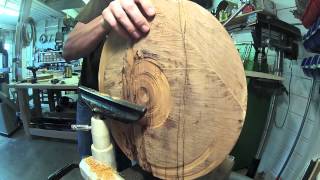 Woodturning A Big Yew Bowl w Bowl Turning Accident [upl. by Averyl]