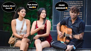 Beggar Singing Prank With Twist  Singing Hindi Songs In Public  Epic Girls Reactions😱  Jhopdi K [upl. by Aihsyak3]