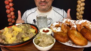 Azerbaijani dish Souz  Donuts 🍩  Pies with cottage cheese 🧀  Pickled cabbage 🥬  ASMR  MUKBANG [upl. by Alekat]