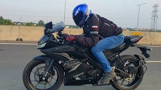 Yamaha R15 V30 ABS Darknight Matte Black First Ride Review BikesDinos [upl. by Adliw328]