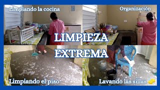 LIMPIEZA EXTREMA 🧽🧹 SALA Y COCINA 🧽 Limpieza encima de la nevera 🧽🧼lavando la sillas y paredes ✅ [upl. by Eikceb]