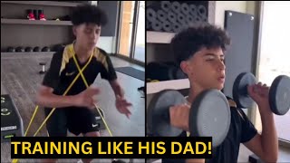 unseen VIRAL footage of Ronaldo jr spotted training hard for the new season [upl. by Dleifxam282]