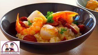 Risotto Saint Jacques crevettes chorizo [upl. by Ailehpo131]