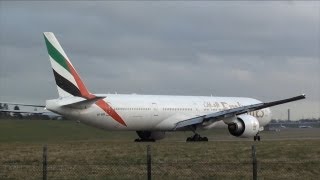 Birmingham Airport Emirates 777300ER Taxi amp Takeoff [upl. by Idnac]