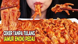 ASMR CEKER PEDAS TANPA TULANG  JAMUR ENOKI PEDAS  ASMR INDONESIA [upl. by Svend]