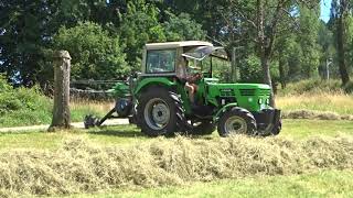 Landwirtschaft im Odenwald Deutz D 5206 mit Swatmaster 7132 Vario bei der Heuernte 2018 [upl. by Nathan]