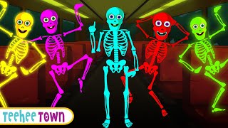 Wheels On The Bus With Five Skeletons  Spooky Scary Skeletons Songs By Teehee Town [upl. by Paten97]