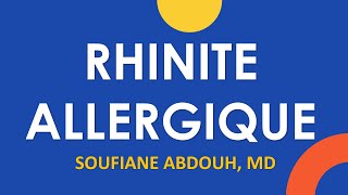 TRAITEMENT DE LA RHINITE ALLERGIQUE [upl. by Moriyama407]