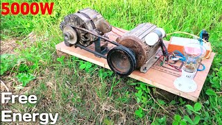 Free Energy Generator  With Car Alternator And Water Pump Motor  PMG Generator New Experiment [upl. by Einhpad]