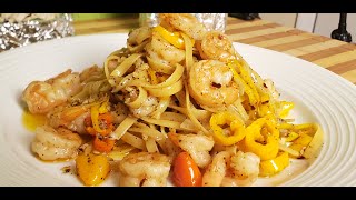 how to make garlic butter shrimp pasta recipe [upl. by Nimref190]