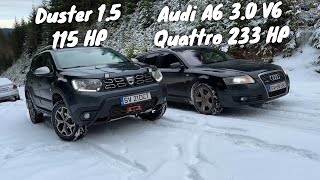 Audi A6 30 TDI V6 Quattro vs Dacia Duster Snow Offroad [upl. by Moureaux]