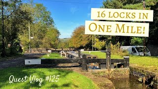 16 Locks In One Mile – The Marple Lock Flight on the Peak Forest Canal  Quest Vlog 125 [upl. by Sternlight]