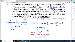 In a series L C R circuit C  10 11 farad L  10 5 henry and R  100 ohm when a constant D C volt [upl. by Queena]