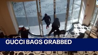 Thieves grab luxury Gucci bags [upl. by Enyaht]