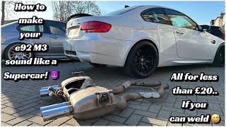 BMW e92 M3 Exhaust Modification for £20 Wanna make that V8 sing [upl. by Anoerb]