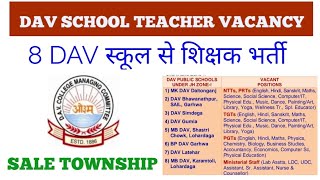 DAV SCHOOL TEACHER RECRUITMENT 2024258 DAV स्कूल मेNTT PRT TGT PGTNON TEACHINGpermanent post [upl. by Oal206]