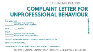 Rude Behavior Complaint Letter  Sample Complaint Letter [upl. by Frangos]