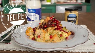 Dina’s Daily Recipes  Γλυκοπατατοσαλάτα με ρόδι και ελιές και κρέμα μαγιονέζαμουστάρδα [upl. by Ibrab]