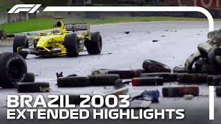 Wet Weather Mayhem In Interlagos  2003 Brazilian Grand Prix  Extended Highlights [upl. by Adnahsat739]