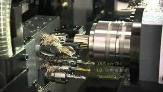 VIDEO TORNO CNC TIPO SUIZO MARCA POLYGIM TAIWAN CON CONTROL MITSUBISHI [upl. by Aneis]