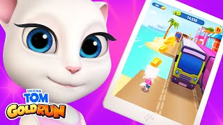 Talking Angela Plays Talking Tom Gold Run Gameplay [upl. by Morrell990]