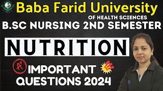 NUTRITION Important Questions  BSc NURSING 2ND SEMESTER  BFUHS BSC NURSING 2024  PUNJAB NURSING [upl. by Etteb412]