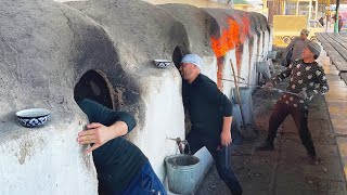 5000 Flatbread in 8 tandoor  Light fire 100 Tandoors a Day  Uzbek cuisine [upl. by Pressman100]