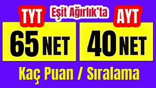 65 tyt 40 ayt eşit ağırlık kaç puan eder 2023 I tyt 65 net [upl. by Ddat]