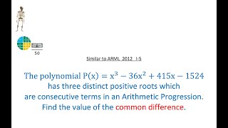 Polynomial 3 roots which are consecutive terms of an AP Find the value of the common difference [upl. by Sisenej655]