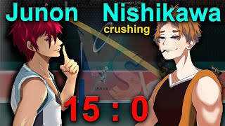 The Spike Volleyball 3x3 Junon vs Nishikawa Im crushing Nishikawa OS Setter gameplay [upl. by Champ703]