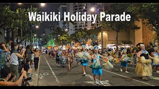 4K Waikiki Holiday Parade 2023 on Kalakaua Ave Honolulu Oahu Hawaii [upl. by Eckblad]