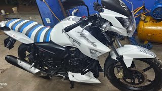 TVS Apache RTR 160 modify 180 white colourall white colourYouTube full video [upl. by Ahsotan]