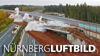 Sprengung einer Autobahnbrücke am Autobahnkreuz Nürnberg [upl. by Chariot578]