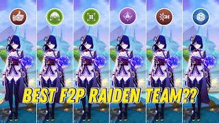 F2P RAIDEN BEST TEAM  Raiden Team Comparison  Genshin Impact [upl. by Mouldon396]