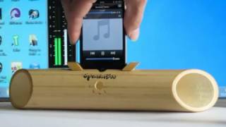 SpeakaBoo  The ecofriendly acoustic bamboo speaker amplifier sound test with iPhone 4mpg [upl. by Crandell554]