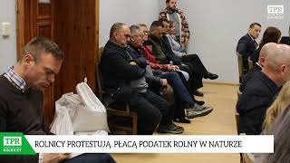 Protest rolników w Żaganiu Płacą podatek rolny żytem [upl. by Brier]