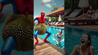 👉bokongdurian BS506 Poolside Prank Spidey’s Durian Surprise 🕸️🥥😂 [upl. by Farl]