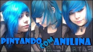 Pintando o cabelo de azul com anilina Em casa [upl. by Nylannej]