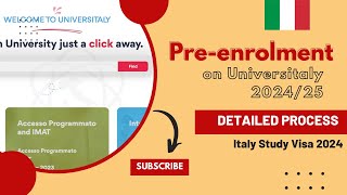 PREENROLMENT PROCESS FOR ITALY 2024  New Updated Process Study in Italy [upl. by Yahsel]