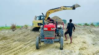 Swaraj Mahindra Sonalika Tractors Loading Sand by Jcb 3dx  Tractor Fully loaded trolley  Ep 118 [upl. by Kizzie]