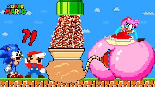 Super Mario Bros but Mario and 999 Tiny Mario get INSIDE Giant BUTT AMY  8 Bit Game Box [upl. by Fronniah46]