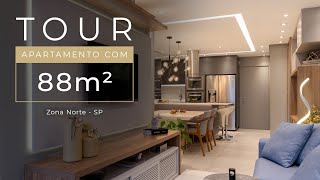 TOUR EM APARTAMENTO DE 88m² COM DECORAÇÃO INSPIRADORA [upl. by Brott669]