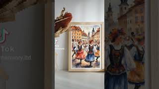 Polish folk dancers in vibrant watercolor A4 art capturing culture amp tradition Poland FolkArt [upl. by Thebazile]