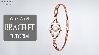 Pearls Wire Wrap Bracelet Tutorial Easy Bracelet DIY Bangle DIY Jewelry How to make [upl. by Soo]