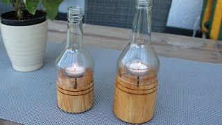 Windlicht aus Flasche 2  Windlight bottle  DIY  Helmchen [upl. by Rep]