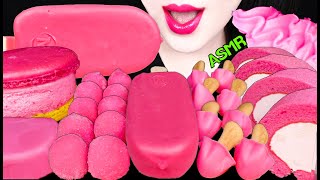 ASMR PINK ICE CREAM MAGNUM ROLL ICE CREAM DIPPIN DOTS MUSHROOM SNACKS 핑크 아이스크림 먹방 MUKBANG [upl. by Tterej]