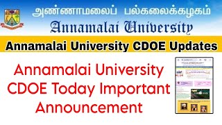 Annamalai University Distance Education Today Important Update👍 [upl. by Aivital]