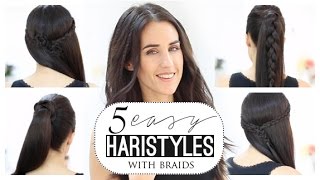 5 easy hairstyles with braids for every day [upl. by Devad]