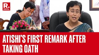 Atishis First Remark After Taking Oath Make Arvind Kejriwal Delhis CM Again [upl. by Anirhtak]