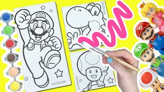 The Super Mario Bros Movie DIY Canvas Painting of Mario Yoshi and Toad Crafts for Kids [upl. by Aihn200]